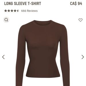 SKIMS Long Sleeve T-Shirt in Chocolate Brown